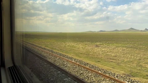 Iron railway with parallel lines in Iran shiraz countryside agriculture fields Stock-Footage 329532966