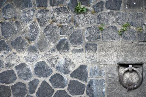 Iron ring on stone wall Stock Photos