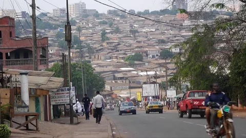 Iron roofs of Yaounde Stock Footage 81067016