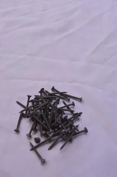 Iron screw with white background Foto stock
