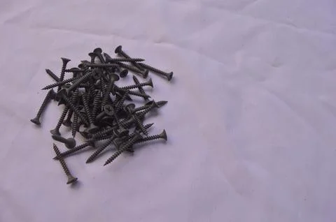 Iron screw with white background Foto stock