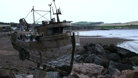 Iron sculpture of a ship Stock Footage 82273498