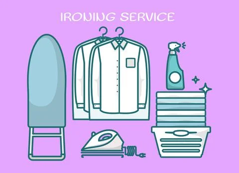 Iron service vector laundry and clothes cleaning イラスト素材