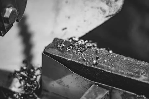 Iron shavings in the workshop Stock Photos