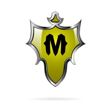 Iron shield with letter M Stock Illustration