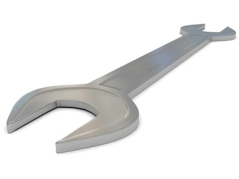 Iron spanner over white Stock Illustration