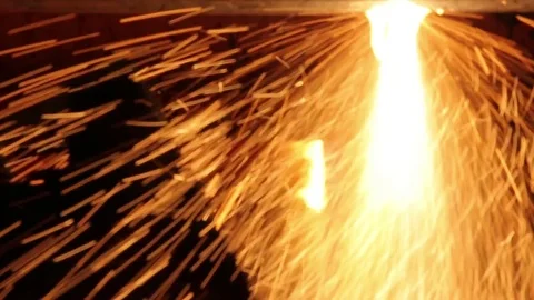 Iron spark closeup view.  Stock Footage 72758642