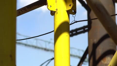 Iron structure, yellow pipe, construction Stock Footage 287989423
