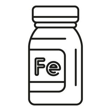 Iron supplement bottle vector icon line art Stock Illustration