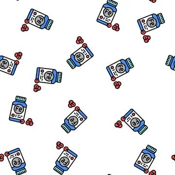 Iron supplements package vector seamless pattern Illustrazione stock