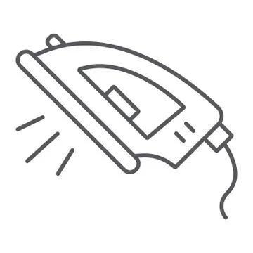 Iron thin line icon, electronics and device, home appliance sign, vector Illustrazione stock