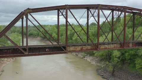 Iron train bridge Video stock 180097717