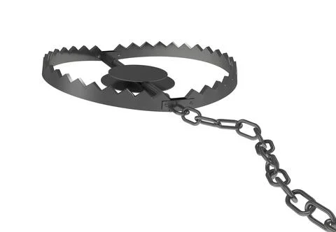 Iron trap. concept of danger and obstacle. 3d rendering Stock-Illustration