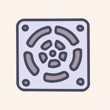 Iron ventilation grill color vector doodle simple icon Stock Illustration