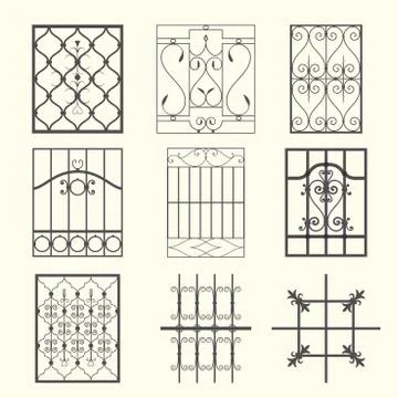 Iron window grills Stock Illustration