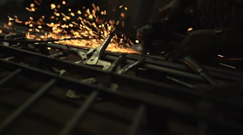 Iron worker cutting metal Video stock 40363392