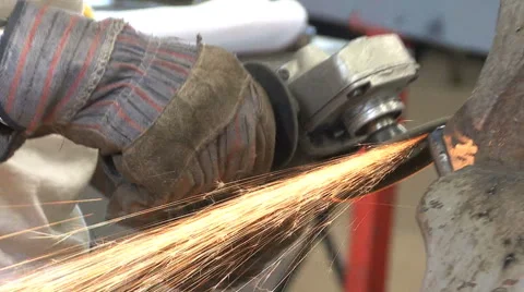 Iron Worker with Grinder HD Video stock 41237580