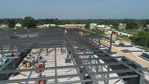 Iron Workers Getting Busy On High In Springfield, MO on September 4, 2024 Stock Footage 346156333