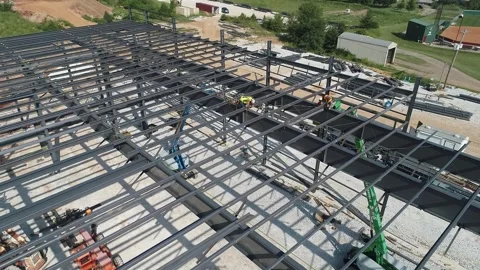 Iron Workers Getting Busy On High on September 4, 2024 In Springfield, MO Stock Footage 346156336