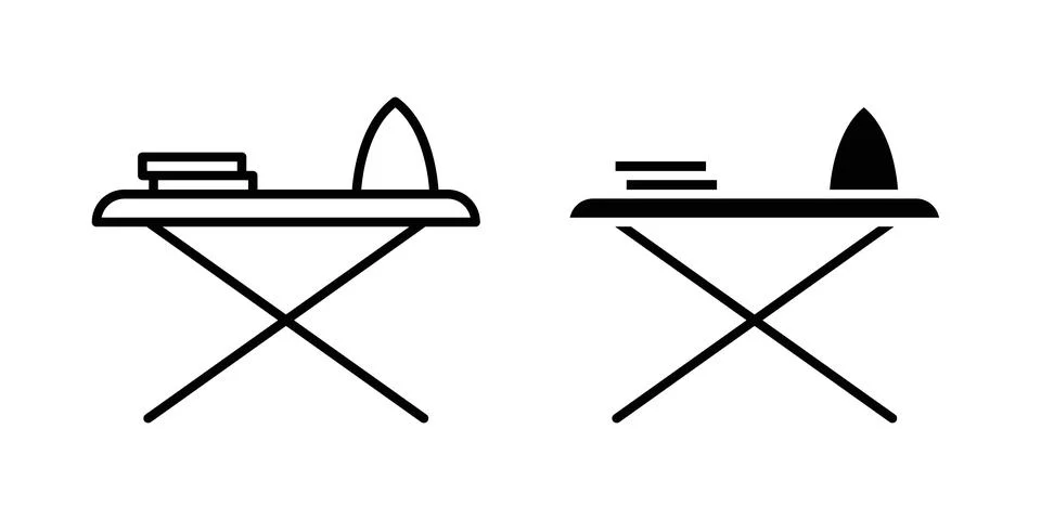 Ironing board icon solid, line, and editable vector set. Stock Illustration