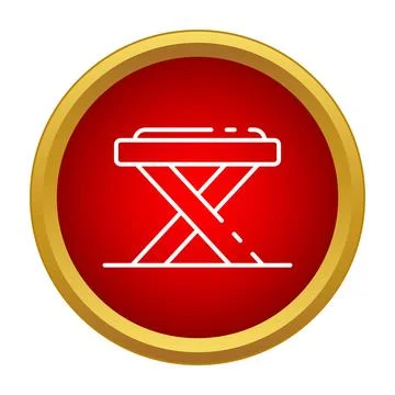 Ironing board vector line icon on red button Stock Illustration