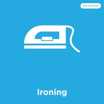 Ironing icon isolated on blue background Free Stock Illustration