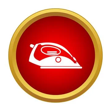 Ironing laundry appliance on red circle background Stock Illustration