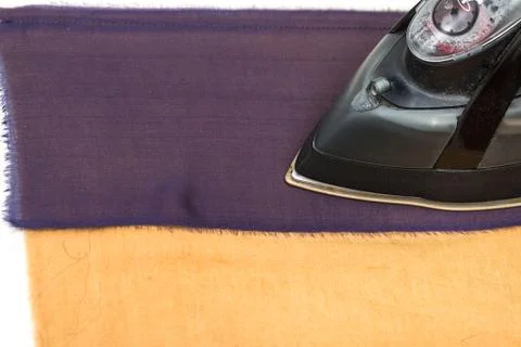 Ironing strips of fabrics for patchwork Stock Photos