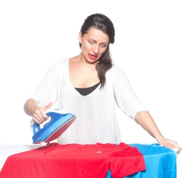 Ironing woman Stock Photos