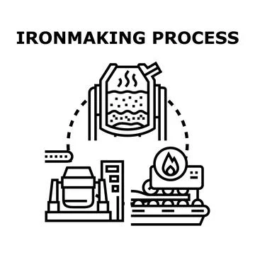 Ironmaking process transforming ore into metal production Stock Illustration