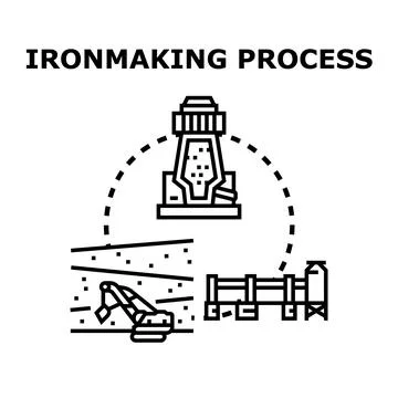 Ironmaking process transforming raw materials into steel イラスト素材