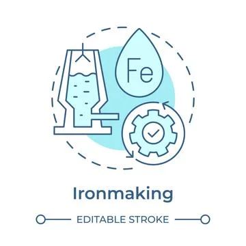 Ironmaking soft blue concept icon Stock Illustration