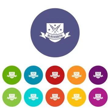 Ironwork icons set vector color Stock Illustration