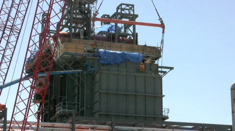 Ironworker and cranes on construction site Stock Footage 456048