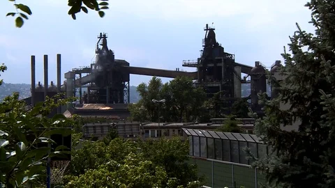 Ironworks and pollution Video stock 80368397
