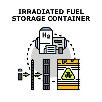 Irradiated fuel storage container vector concept Stock Illustration