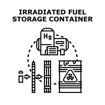 Irradiated fuel storage container vector concept 스톡 일러스트