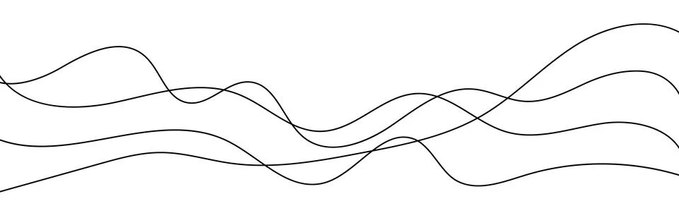 Irregular abstract wave lines background, long curly and squiggly hand draw.. Stock Illustration