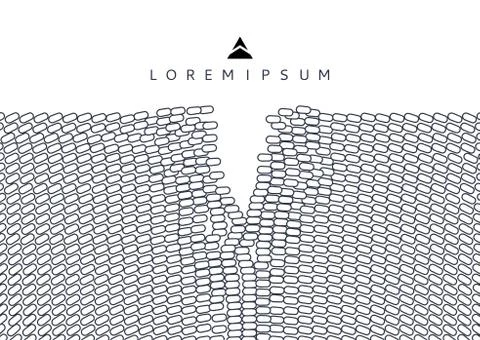 Irregular array or matrix of random ovals. Background breaking down into smal Stock Illustration