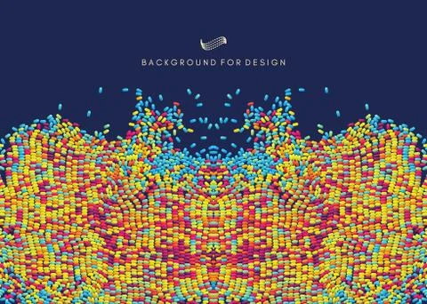 Irregular array or matrix of random ovals. Background breaking down into smal 스톡 일러스트