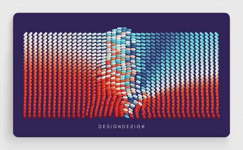 Irregular array or matrix of random ovals. Background breaking down into smal Illustrazione stock