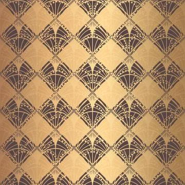 Irregular Art Deco Pattern Golden Background Scales Stock Illustration