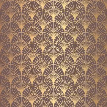 Irregular Art Deco Pattern Golden Background Scales Stock Illustration