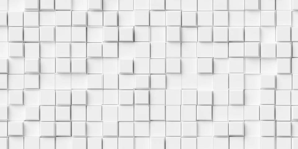 Irregular beveled white square polygons pattern background wallpaper banner.. Illustrazione stock