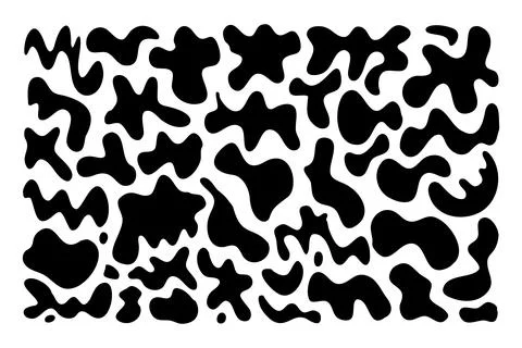 Irregular blob, set abstract shapes. Random blobs. Simple liquid amorphous Stock Illustration