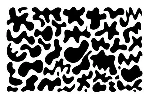 Irregular blob, set abstract shapes. Random blobs. Simple liquid amorphous Stock Illustration