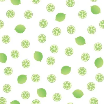 Irregular composition of colorful citrus lime slices isolated on white. Stock Illustration