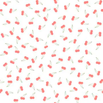 Irregular composition of colorful red cherry berry isolated on white Stock Illustration
