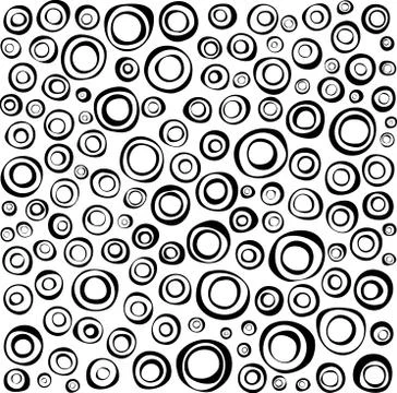 Irregular concentric circles collection in black over white Stock Illustration