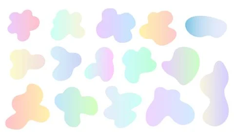 Irregular gradient blob shape asymmetric elements. Vector illustration frame set Stock Illustration